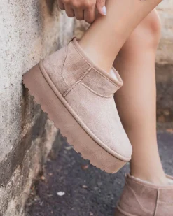 Online Casual Mode Bottines femme fourrées à semelle épaisse - Émilie Taupe