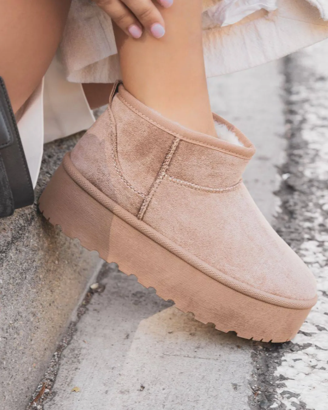 Online Casual Mode Bottines femme fourrées à semelle épaisse - Émilie Taupe