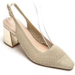 New Casual Mode Escarpins femme dés à talon carré - Marguerite Or