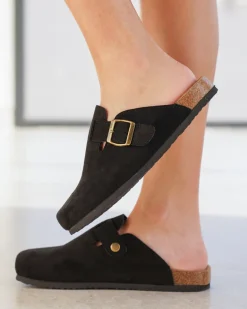Outlet Casual Mode Mules femme es avec boucle - Barbara Noir