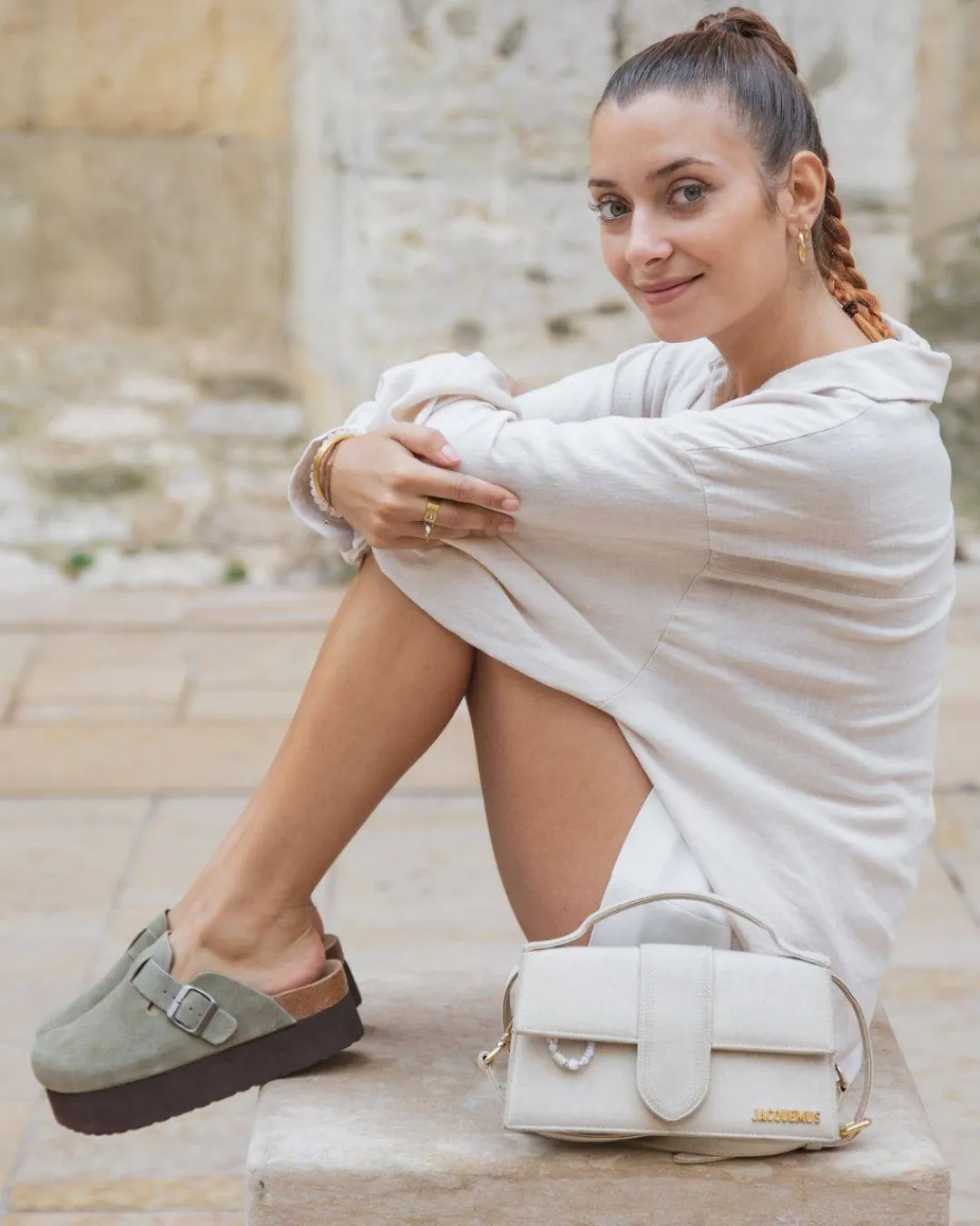 Online Casual Mode Sabots femme en CUIR avec boucle - Clara Kaki