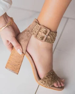 Online Casual Mode Sandale femme à talon carré - Léonie Taupe