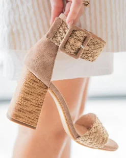 Online Casual Mode Sandale femme à talon carré - Léonie Taupe