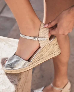 Fashion Casual Mode Sandale femme compensée é - Mona Argent