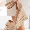Hot Casual Mode Sandale femme compensée daim et corde - Ninon Beige