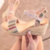 Sale Casual Mode Sandale femme compensée - Sana Beige