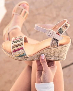 Sale Casual Mode Sandale femme compensée - Sana Beige
