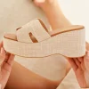 Sale Casual Mode Sandale femme compensée - Lorette Beige