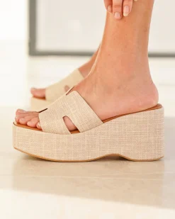 Sale Casual Mode Sandale femme compensée - Lorette Beige