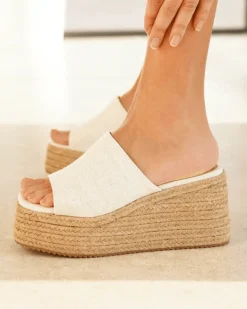 Discount Casual Mode Sandale femme compensée he - Lison Blanc
