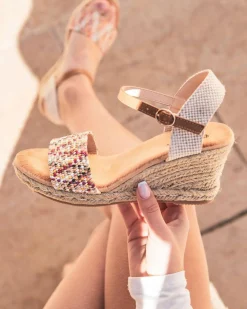 Outlet Casual Mode Sandale femme compensée - Ethel Camel