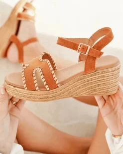 Sale Casual Mode Sandale femme compensée - Donoma Camel