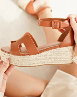 Outlet Casual Mode Sandale femme compensée - Roxana Camel