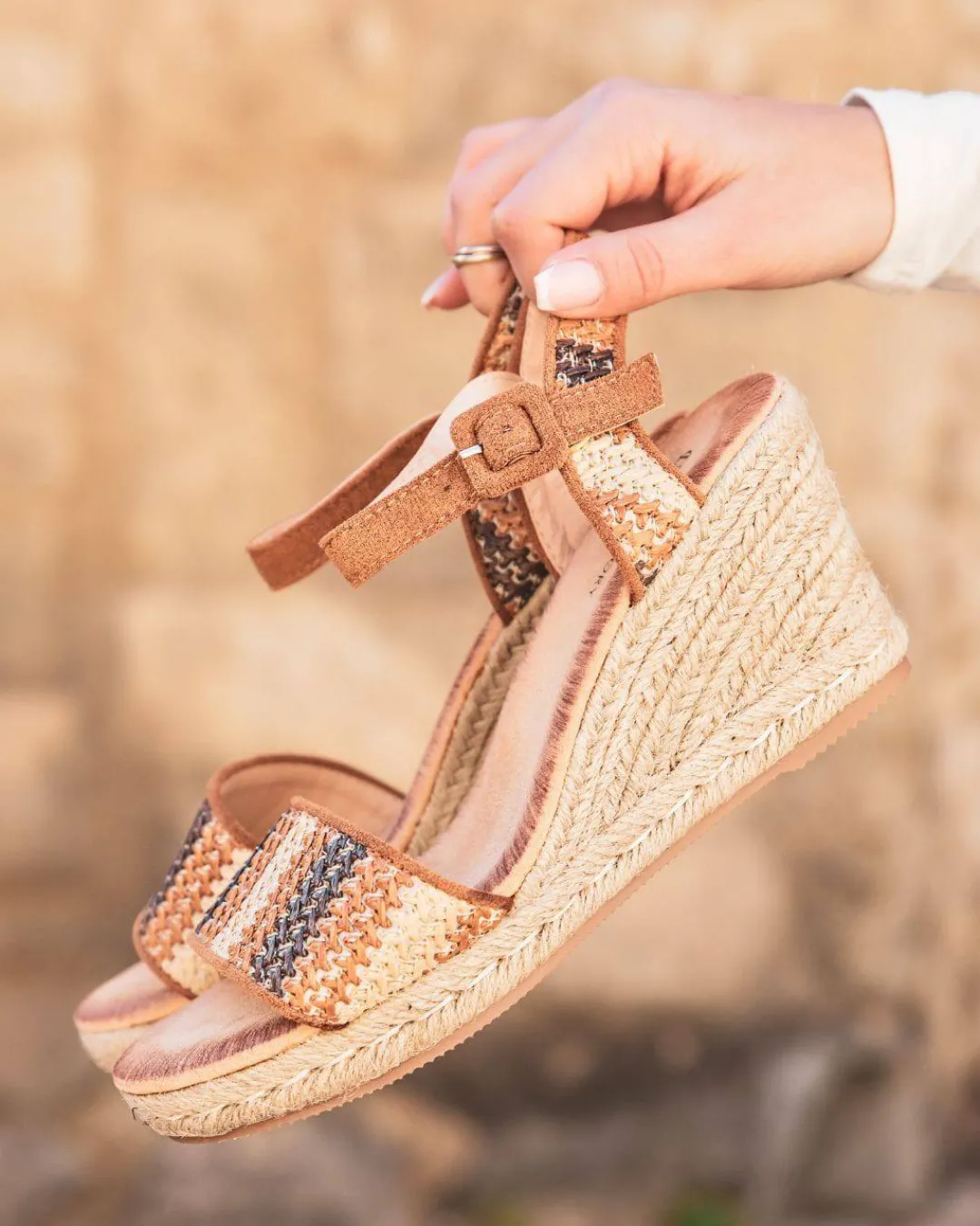 Best Casual Mode Sandale femme compensée - Sana Camel