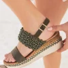 Outlet Casual Mode Sandale femme compensée confort - Tatiana Kaki