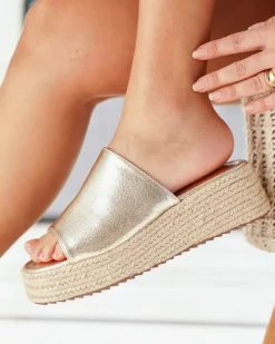 Hot Casual Mode Sandale femme compensée dée - Ebony Or