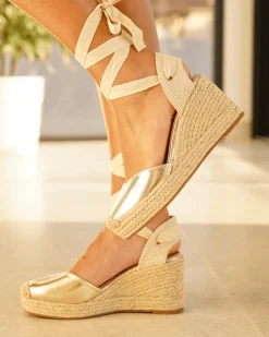 Outlet Casual Mode Sandale femme compensée dée - Arielle Or