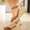 Outlet Casual Mode Sandale femme compensée léopard - Estelle Leopard