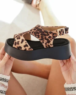 New Casual Mode Sandale femme compensée léopard - Cassia Leopard