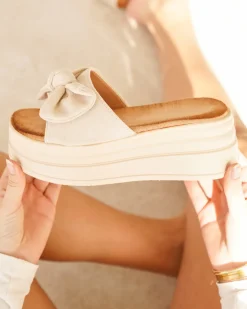 Discount Casual Mode Sandale femme compensée mule - Ilana Beige