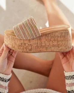 Best Casual Mode Sandale femme compensée multicolore - Corentine Nude