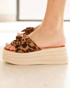 Clearance Casual Mode Sandale femme compensée mule léopard - Ilana Leopard