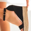 Sale Casual Mode Sandale femme compensée e daim et corde - Ninon Noir