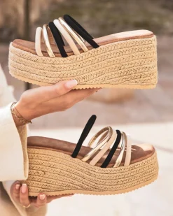 New Casual Mode Sandale femme compensée - Loria Noir