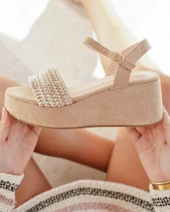 New Casual Mode Sandale femme compensée - Daisy Taupe