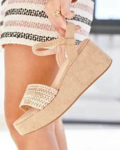 New Casual Mode Sandale femme compensée - Daisy Taupe