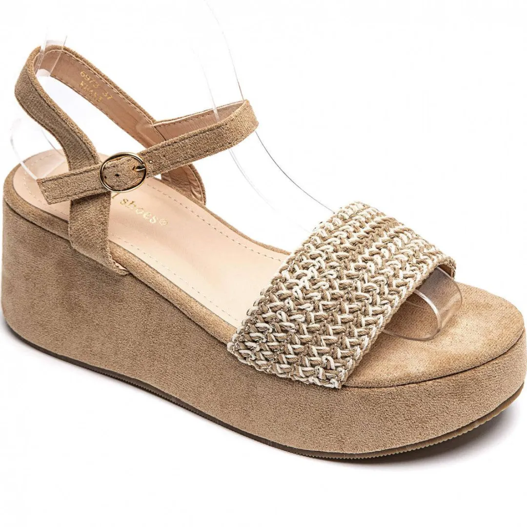 New Casual Mode Sandale femme compensée - Daisy Taupe