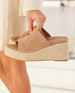 Outlet Casual Mode Sandale femme compensée - Pascale Taupe