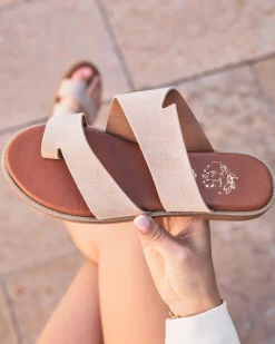 Clearance Casual Mode Sandale femme en cuir plate - MJNP204 Taupe
