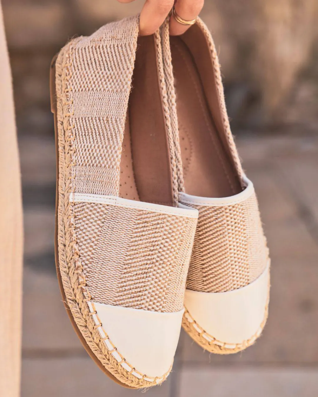 Clearance Casual Mode Sandale femme espadrille he et beige - Jenny Blanc