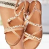 Outlet Casual Mode Sandale femme plate et dorée - June Camel