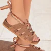 Fashion Casual Mode Sandale femme plate confort - Laëtitia Camel