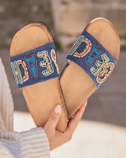 Sale Casual Mode Sandale femme plate confort - Johanna Bleu