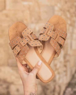 Best Casual Mode Sandale femme plate confort - Béatrice Camel