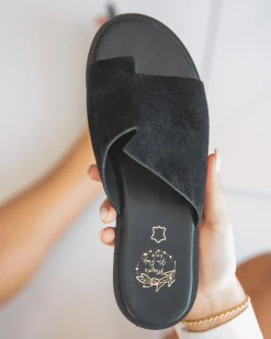 Sale Casual Mode Sandale femme plate en cuir mule - MJNP101 Noir