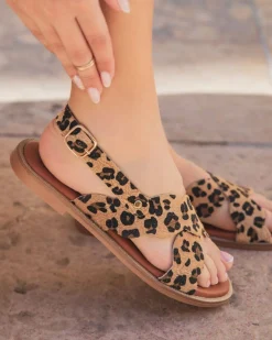 Discount Casual Mode Sandale femme plate léopard en CUIR - MJNP86 Leopard