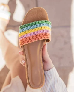 Sale Casual Mode Sandale femme plate mule multicolore - Eulalie Rose