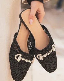 Discount Casual Mode Sandale femme plate mule - Paula Noir