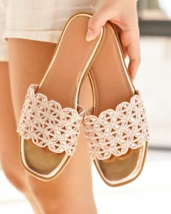 Online Casual Mode Sandale femme plate mule champagne - Tamara Nude