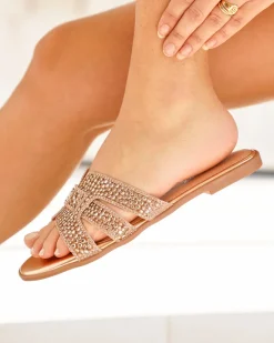 Clearance Casual Mode Sandale femme plate mule champagne - Octavia Nude