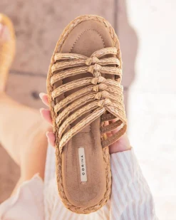 New Casual Mode Sandale femme plate mule - Clelie Camel