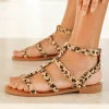 Outlet Casual Mode Sandale femme plate spartiate léopard - Claudia Leopard