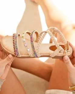 New Casual Mode Sandale femme plate bijoux - Rachel Taupe