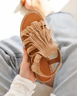 New Casual Mode Sandale femme plate - Laura Taupe