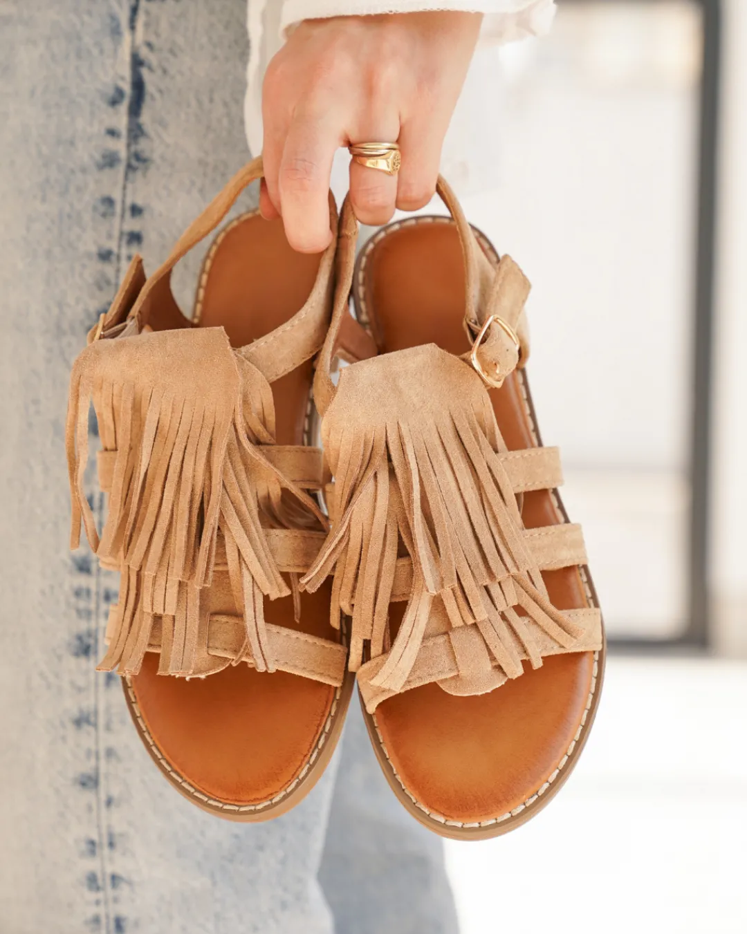 New Casual Mode Sandale femme plate - Laura Taupe