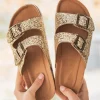 Best Casual Mode Sandale femme platefme mule dées - Bétina Or